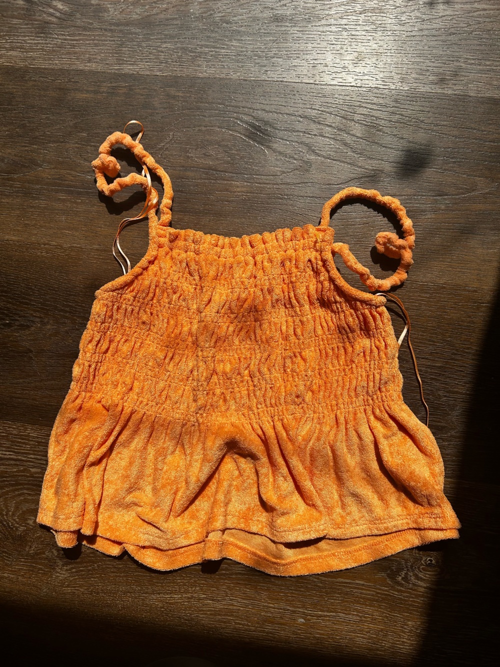 SO Orange Smocked Camisole with Tie Straps